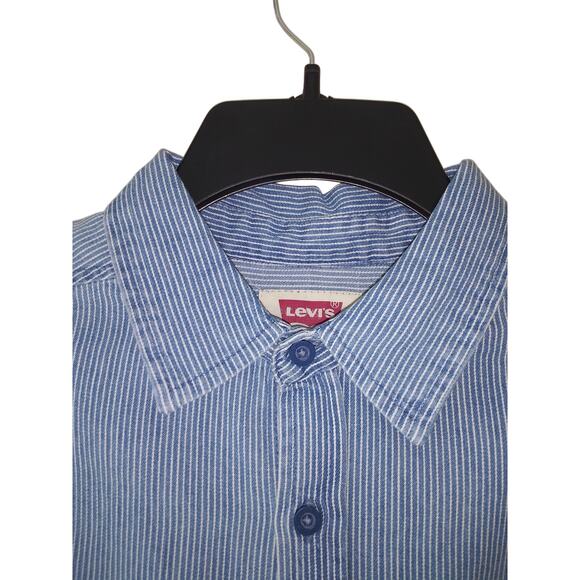 NWT Levi's Boy's Button Down Collared Shirt Blue Stripe L - Picture 6 of 10